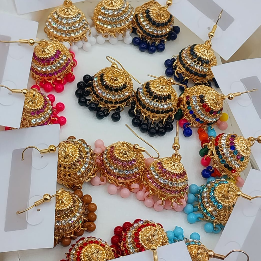 Multi-colour gold plated earrings – upper angle front view