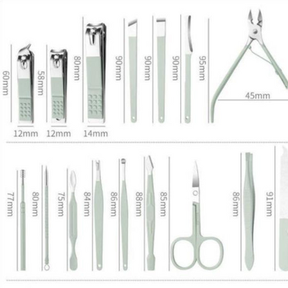 Manicure and Pedicure 16 in 1 Nail Care Grooming Tool Set