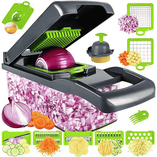 Chopping onions using 13-in-1 vegetable chopper