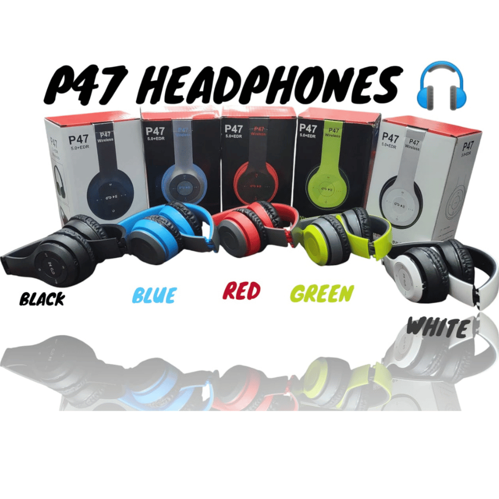 Close-up collage of different P47 headphone colors.
