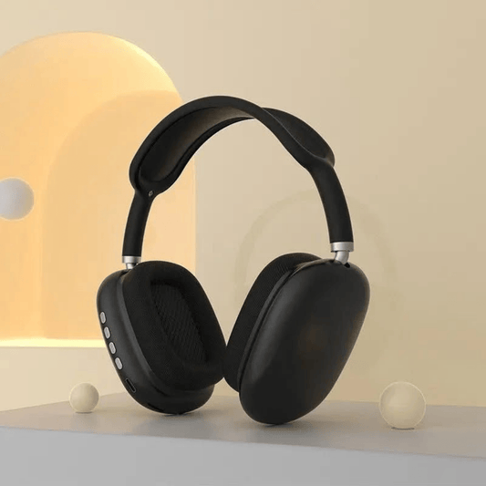 P9 wireless black Bluetooth headphone front view