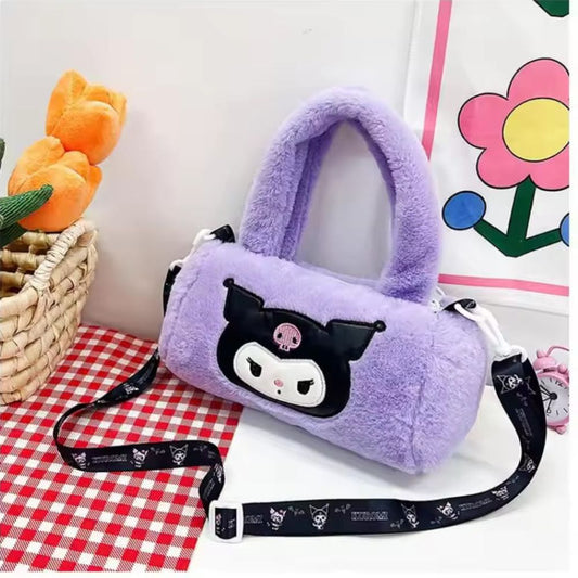 Ladies Plush Anime Character Bag – Purple Front View | ShopFirst.pk