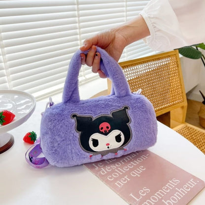 Stylish Plush Anime Character Bag – Purple with Model | ShopFirst.pk