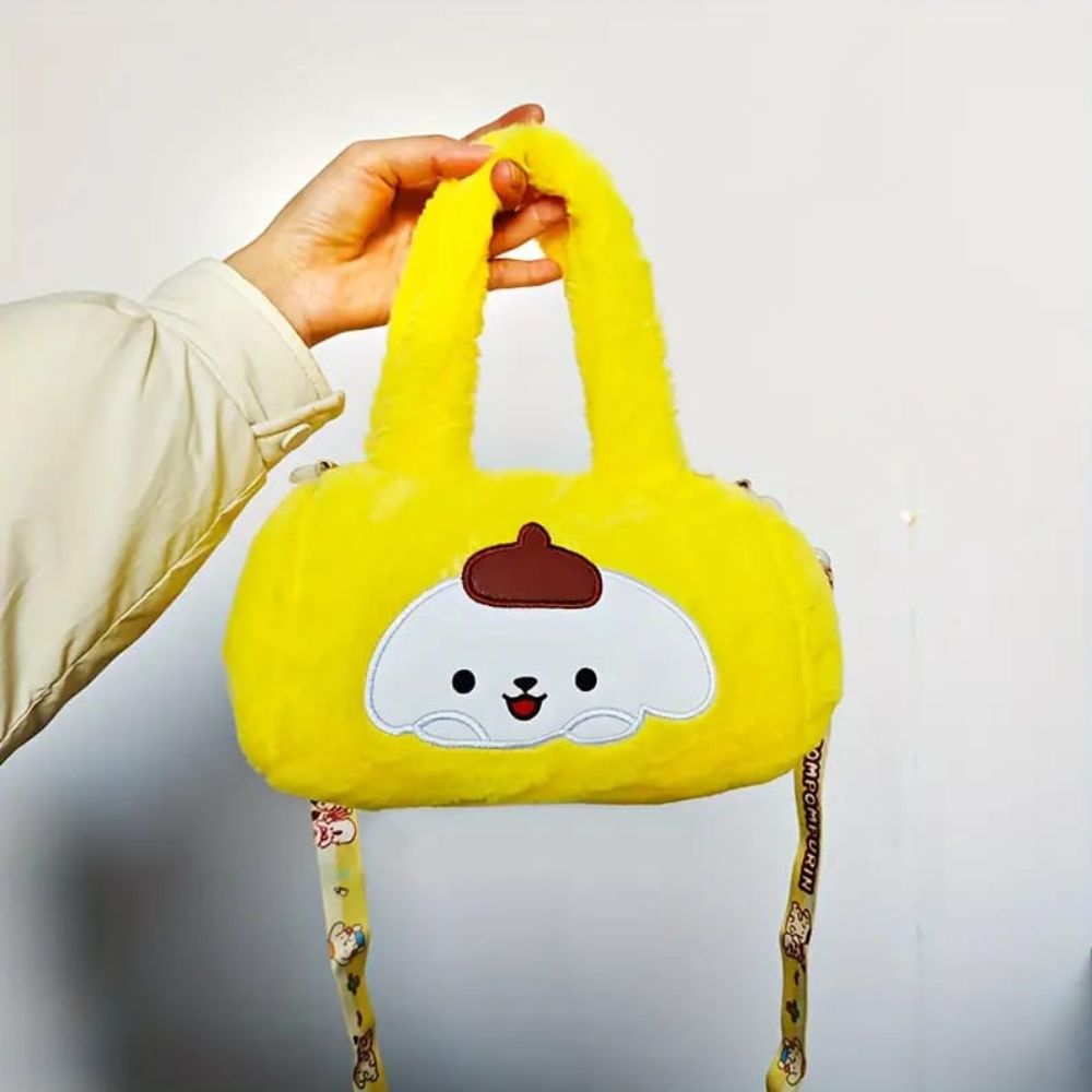 Fashionable Plush Anime Character Bag – Yellow with Model | ShopFirst.pk