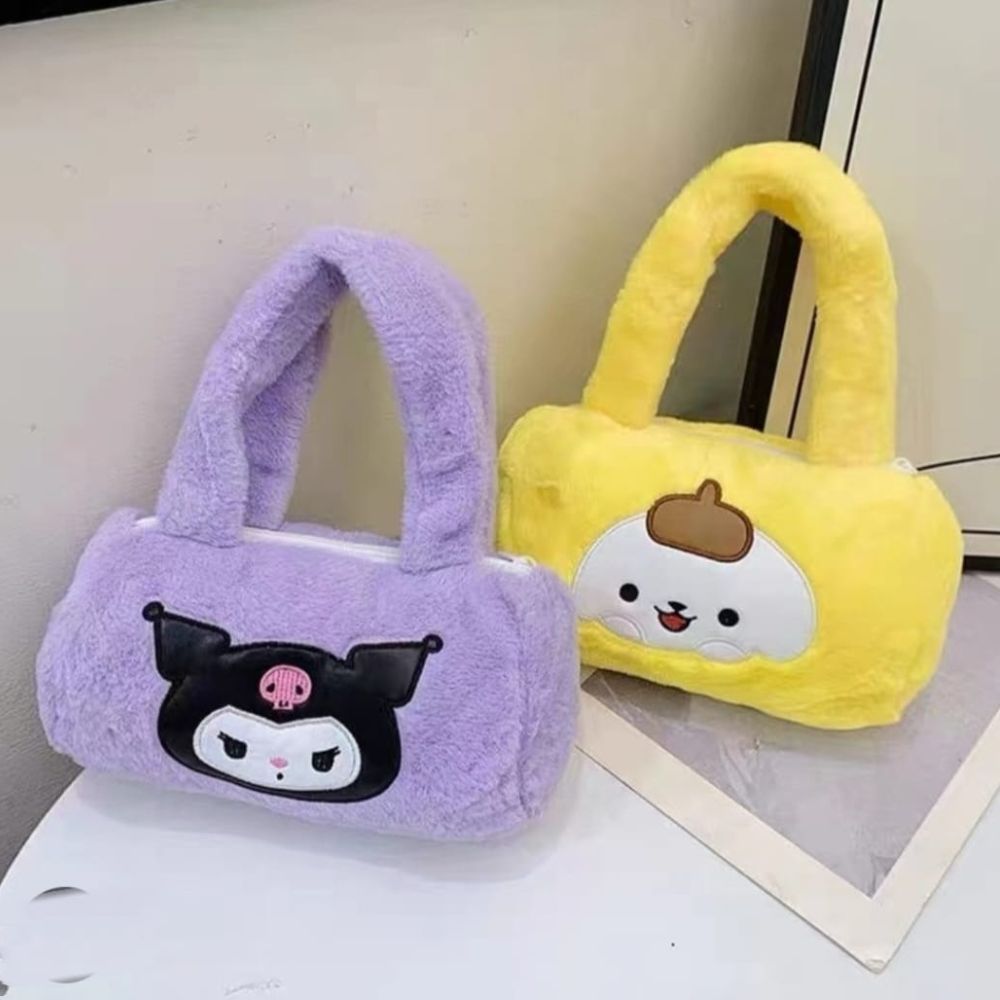 Ladies Plush Anime Character Bags – White, Yellow & Purple | ShopFirst.pk