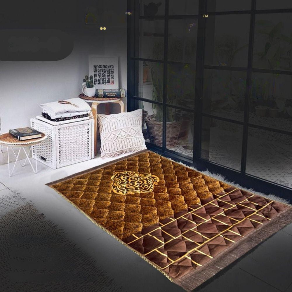 Decorative rug with geometric pattern in a modern interior setting