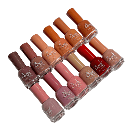Full view of Queen 12-piece nude nail paint collection