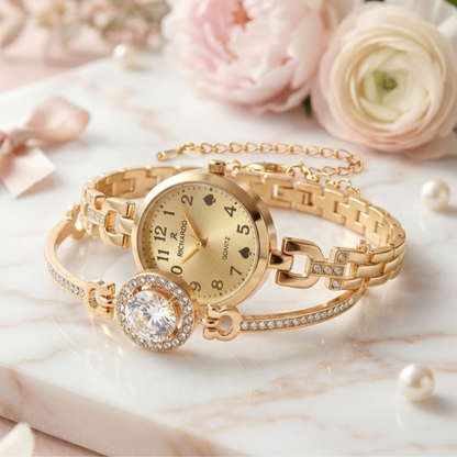 Elegant Golden with Gold Dial Women Jewellery Watch COD Available Pakistan