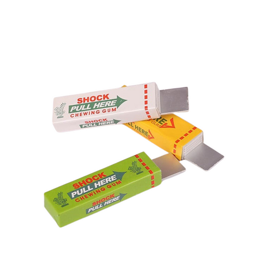 Front view displaying all color variants of the shock gum toy