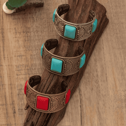 Right side image of all three color antique bangles together