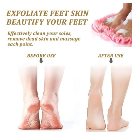 Comparison image showing skin condition before and after using the bath mat
