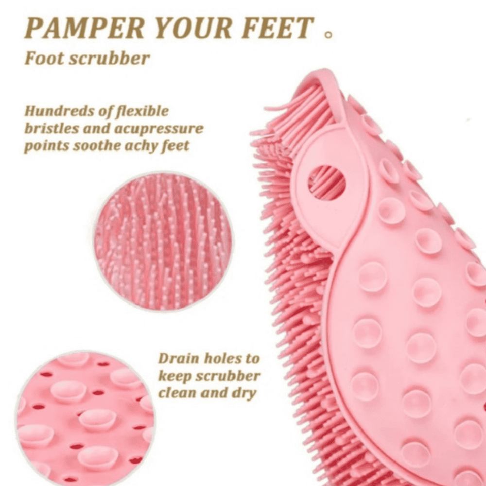 Close-up image emphasizing the foot care benefits of the silicone bath mat