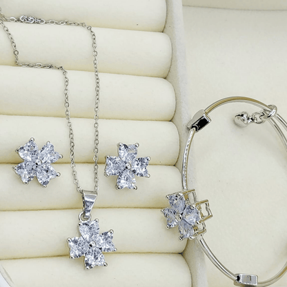 Side front view of A1 quality silver locket set