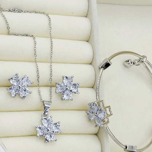 Side front view of A1 quality silver locket set