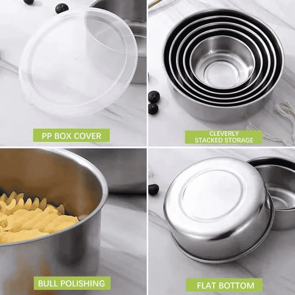 5-Pieces Stainless Steel Food Storage Containers Set