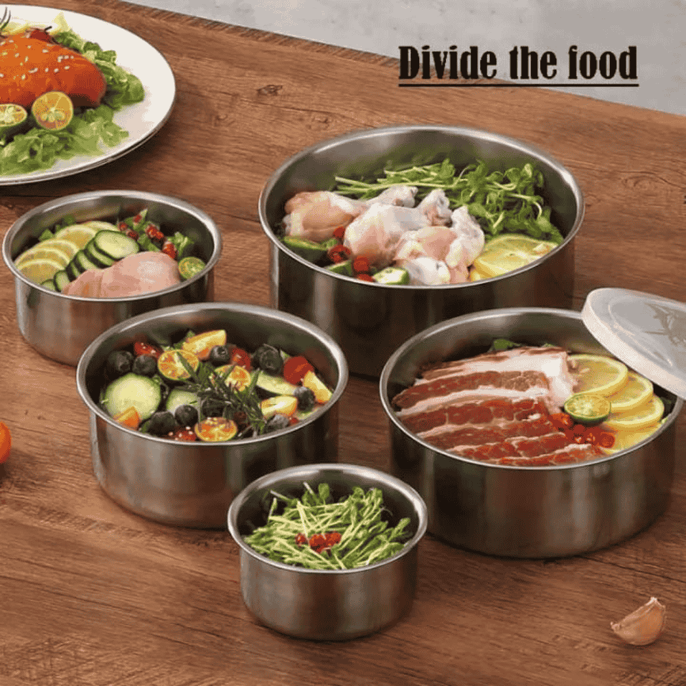 5-Pieces Stainless Steel Food Storage Containers Set