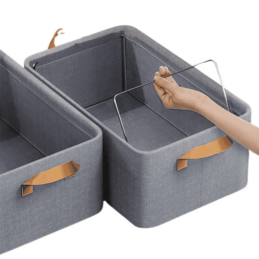 Front view of 53L foldable fabric closet storage bin