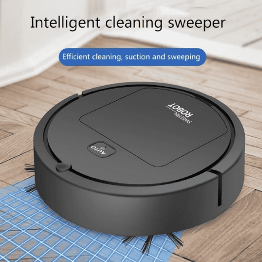 Black sweeping robot highlighting key features