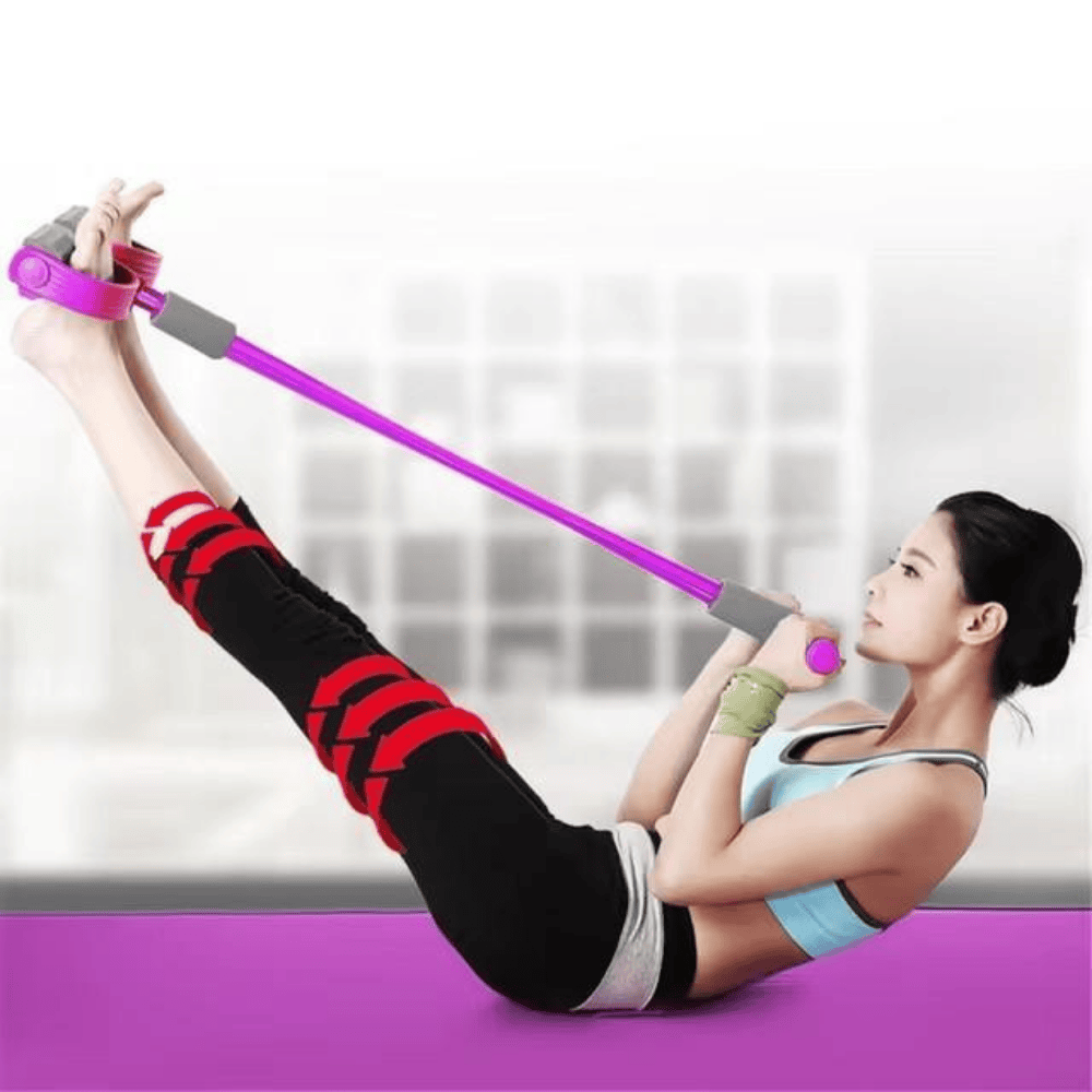 Person stretching with tummy trimmer