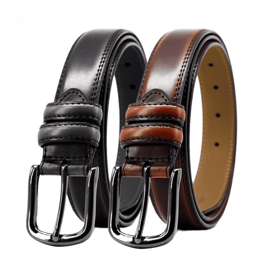 two-colors displaying both black and brown dressing belts side by side