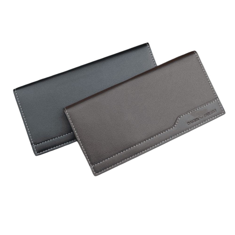 two-colors showing both color options available for the long wallet and card holder