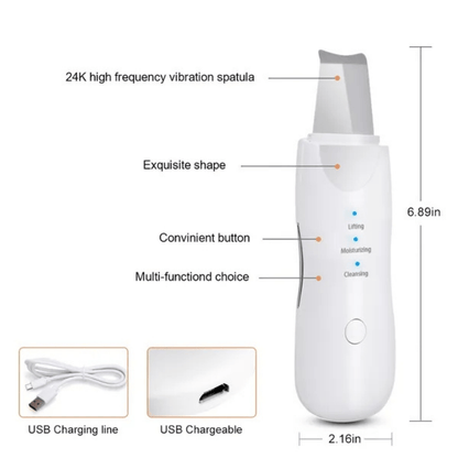 White electronic device with features labeled on a white background