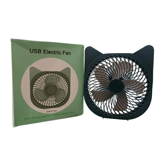 usb-fan-boxpack showing the fan along with its packaging and USB cable included