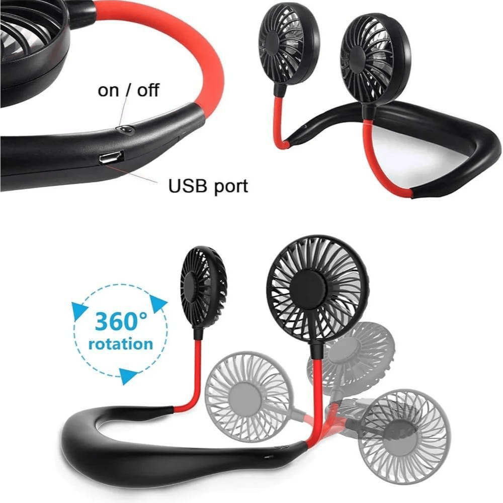 usb-port showing the USB charging interface of the wearable neck fan