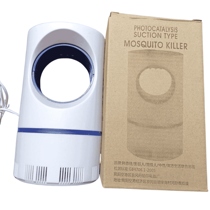 Front view of UV mosquito killer lamp alongside its packaging