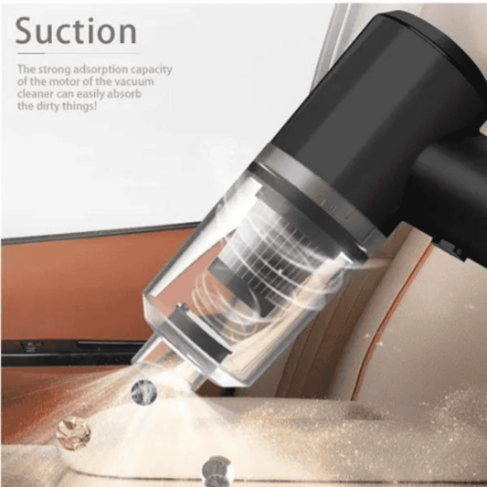 Vacuum cleaner in action cleaning dirty items