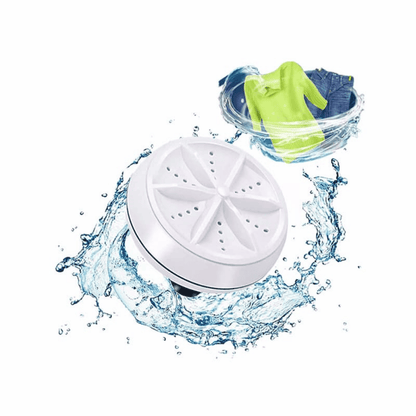 White washing machine detergent pod with water splashes on a white background