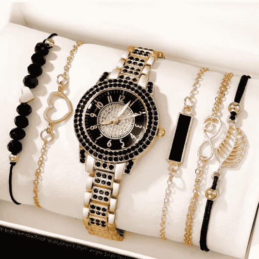 Front view of full watch and bracelet set