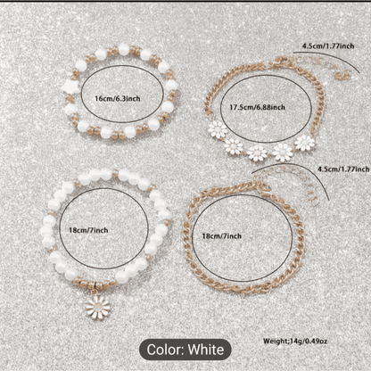 Jewellery size and bracelet dimensions in white watch set combo