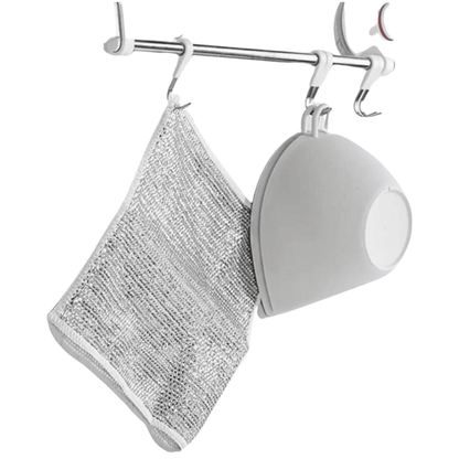 Dishcloth hanging by loop for easy storage