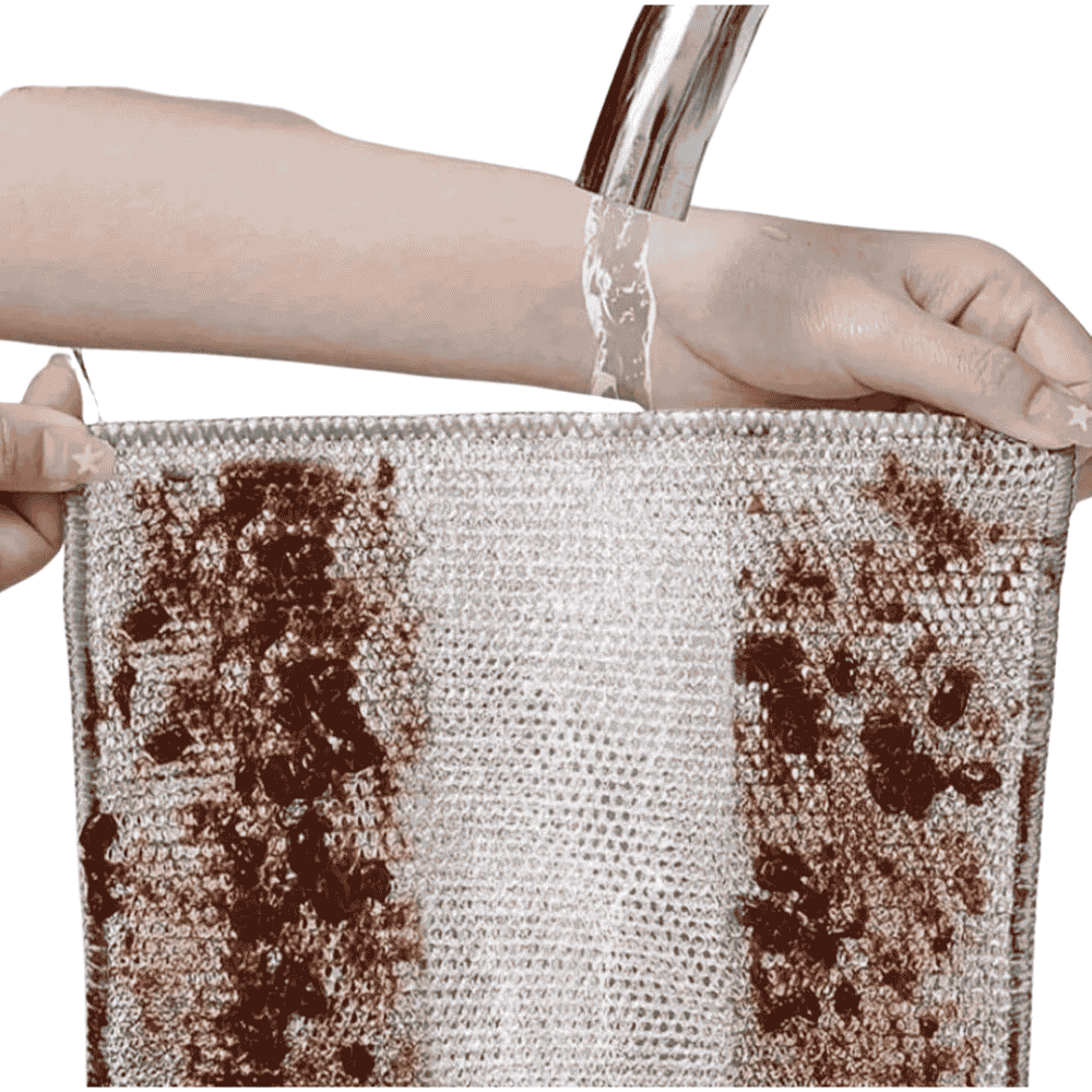 Cleaning the cloth under running water