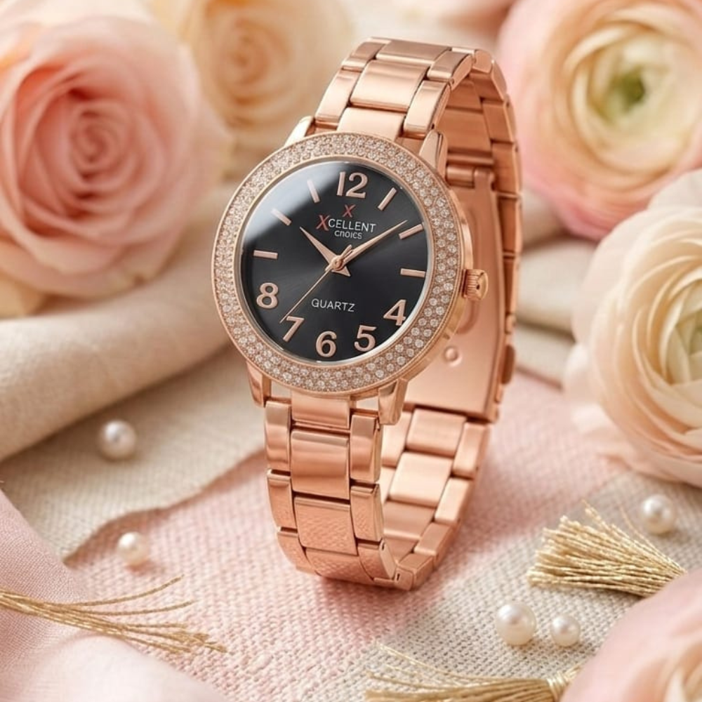 Xcellent Golden Women Watch Black Dial Price in Pakistan